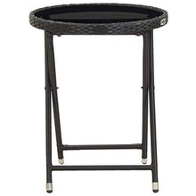 Goliraya Tavolino da caffè Giardino Esterno Pieghevole in Polyrattan e Vetro/Legno,Tavolino da Giardino Pieghvole in Rattan,Tavolino da Esterno Pieghevole,Tavolino Pieghevole 60x75 cm