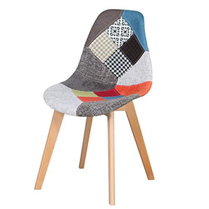 BenyLed Set di 4 Sedie da Pranzo Sedie Patchwork Colorate con Gambe in Legno Poltrona Scandinava per Cucina, Soggiorno, Bar, ECC, (Rosso)