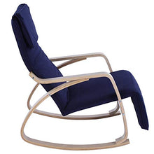 Poltrona Dondolo Sedia a Dondolo,Sedia Sdraio Imbottita Poltrona a Dondolo Poltroncina Relax con Poggia Gambe di Angolo Regolabile(blu scuro)