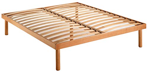 SARDAMATERASSI Rete letto a doghe in legno di faggio prima scelta matrimoniale, ortopedica con supporti anticigolio e piedi in legno massello misura 160x190 altezza 35cm