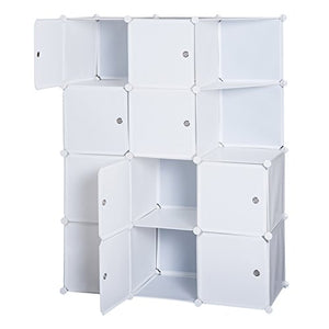 homcom Armadio Armadietto Guardaroba Scaffale 10 Cubi Mobiletto Modulare 111×47×145cm Bianco