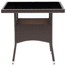BIGTO - Tavolo da picnic per esterni, in rattan e vetro, decorazione bistrot marrone, 80 x 80 x 75 cm