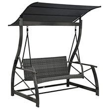 vidaXL Dondolo da Giardino 3 Posti con Baldacchino in Polyrattan Nero