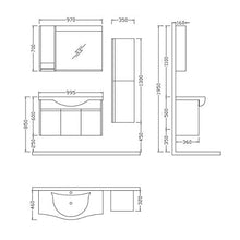 Homemania LGA-990 Set Mobili Logan 100 da Bagno, Bianco, Legno di Teak, in MDF, Ceramica, Specchio, Metallo