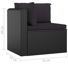 Tidyard Set 7 pz Divani da Giardino con Cuscini in Polyrattan Nero,Divano Modulare,Divano in Rattan,Divano da Salotto,Divani da Salotto