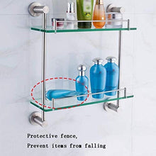 ZLININ Y-longhair Mensola in Vetro per Bagno in Acciaio Inox 304, Mobile da Parete per Bagno su 2 Livelli, 15,5'' e Volte; 16,5'' e Time; 5,1''