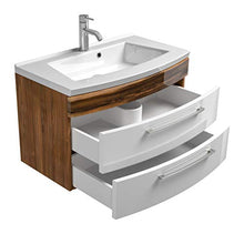 Set di mobili da bagno Malema in bianco-noce con frontale arrotondato 3 pz.