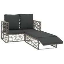 vidaXL Set Divani da Giardino 2 pz con Cuscini Foderati Lavabili Modulare Leggero Elegante Sofa con Poggiapiedi Arredi da Esterno in Polyrattan Grigio