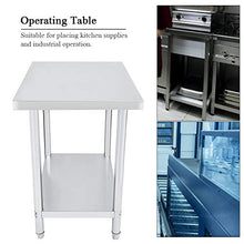 Tavolo da catering, resistente e durevole, a 2 strati, in acciaio inox, grande spazio per riporre oggetti da cucina, preparazione di cibo, 91 x 61 x 85 cm