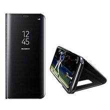 Saceebe Compatibile con Galaxy A50 Custodia pelle Cover a libro Specchio Mirror effect Electroplating Plating Portafoglio Flip Case Custodia in pelle Anteriore e posteriore Bumper Cover,nero