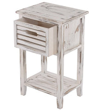 Mendler Serie Vintage Comodino con cassetto Legno paulonia 27x35x57cm Bianco