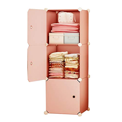 Locker Armadio Armadio Rimovibili di Plastica Noleggio Scaffali Abbigliamento Home Camera A 3 Strati Dormitorio Rosa MUMUJIN (Size : 39X37X111CM)