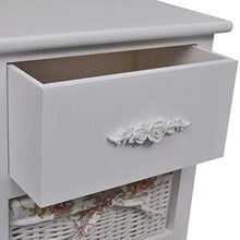 FAMIROSA Armadietto con 1 Cassetto e 3 Cestini Bianco in Legno Paulownia