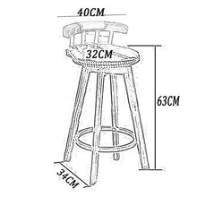 XEWNEGTZI Sgabello da Bar retrò Sedie da Bar Girevoli A 360°, con Cuscino in PU E Facili da Montare, per Colazione, Cucina, Pranzo, Sgabello Alto in Legno Massello, Carico 180 kg (10 Colori)(Color:K)