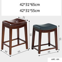 Sgabello Alto in Legno Massello Sgabello da Bar Cabinet Sgabello per La Casa Dell'isola in Stile Europeo Sedia da Bar in Cuoio (Color : D, Size : 42 * 31 * 65cm)