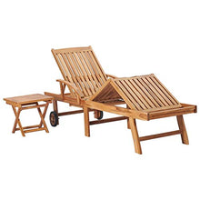 Tidyard 2 pz Lettini Prendisole Reclinabili con Tavolino Pieghevole in Legno Massello di Teak,Lettino da Sole Reclinabile in Legno,Sdraio da Giardino Reclinabile in Legno