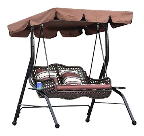 HLZY Grande aliante all'aperto con Supporto, Oscillazione del Portico con Supporto Esterno Doppia Sedia a Dondolo a Dondolo Doppia, mobili Impermeabili in Rattan con Cuscino Sedia da Giardino