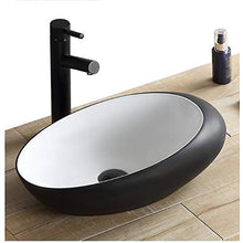 JPOYT-O Nordic Sopra Lavabo Lavabo Lavabo Ceramica Bianco Ovale Casa Bagno Singolo Lavabo (Colore: Bianco e Nero)