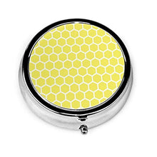 Summery Happy Yellow - Contenitore rotondo per pillole a 3 scomparti, in metallo, per medicina e vitamine, per viaggi all'aperto