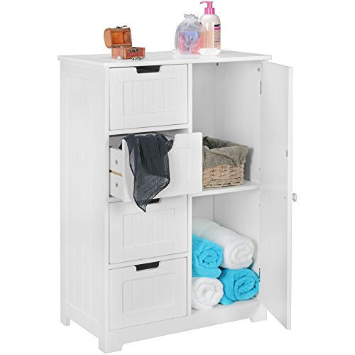 KADIMA DESIGN Bagno Mobile casetta mobiletto del bagno cassetti bianchi e armadietto laterale porta