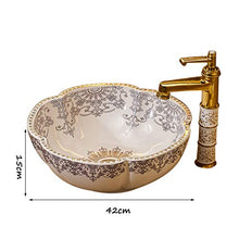LYM Bacino di Ceramica contatore, Famiglia Rotonda lavabo Art lavandino del Bagno Bacino Bowl controsoffitto (42x15cm)