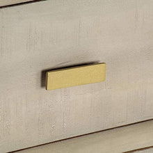 SKM Cassettiera Legno Massello di Mango Grigio e Ottone 140x40x80cm