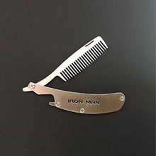 Pomcat Pieghevole Acciaio Inossidabile Barba Pettine Baffi Strumento Tasca Uomini Regalo + Apri Bottiglia CJ708