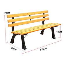 Panchina da Giardino All'aperto Panche da Terrazza per Tempo Libero, Panche da Cortile con Struttura in Ghisa e Legno Massello Anticorrosivo, Comoda Panca 2-4 Posti, 1,2m Panchina Decorativa Prato