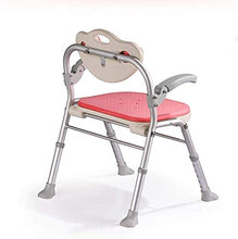 Sgabello da doccia Bagno sgabello rosa anziano Bathing sedia pieghevole Bagno Doccia con schienale Sgabello regolabile in altezza Bagno Sgabello con schiuma EVA Cuscino girevole corrimano e oversize a