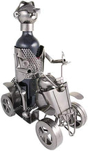 Brubaker - Portabottiglie da Vino, Modello Quad con Pilota, Oggetto Decorativo in Metallo Argentato, Supporto per Bottiglie con Biglietto d'auguri per Regalo