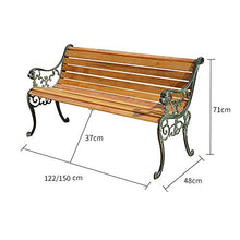 Household Products Panca da Giardino in Legno massello Sedile da terrazza, Panca da Balcone con bracciolo Schienale, Sedia da Giardino con Struttura in ghisa, per Giardino/Veranda/Balcone