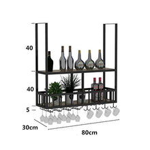 HLL Wine Rack, cucina appeso Wine Rack con supporto di vetro di vino, a parete Bottiglia Industrial Metal Vintage Wine basamento del Governo del vino, per il bar/cucina/casa, Nero,100CM,100CM