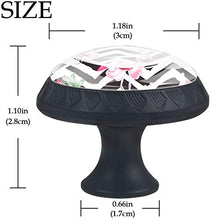 Fenicottero floreale rosa bianco nero a zig-zag Pomelli per Porta Set di 4 Pomelli per Mobili Manopole per Cassetti Cucina Armadio Vetro