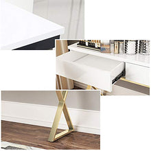Moderno Tavolo Cosmetici Con Sgabello Imbottito Per Le Donne,Camera Da Letto Tavolo Da Trucco Con Specchio Rotondo,Specchiera Tavolo Cosmetici Con 2 Cassetti Scorrevoli-Bianco 100x40x75cm(39x16x30inch