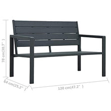 E E-NICES Panchina da Giardino 120 cm in HDPE Grigia Aspetto Legno