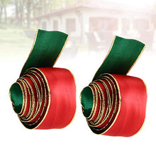 Garneck Confezione da 2 Pezzi Nastro Decorativo Natalizio Nastro di Seta per Decorazioni Natalizie Uso 3 8 cm 15 g (Verde Rosso)