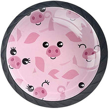 Simpatico cartone animato espressione rosa maiale Pomelli per Porta Set di 4 Pomelli per Mobili Manopole per Cassetti Cucina Armadio Vetro