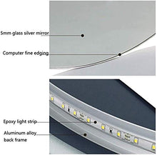 Specchio Rotondo A Muro Controluce LED, Specchio da bagno illuminato a LED a parete, specchio da bagno intelligente a LED, specchio anti-nebbia a parete rotondo con cornice, con tempo e temperatura, p