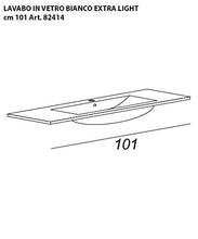 Mobile bagno sospeso moderno Venus pino sbiancato effetto legno, misura cm 100, con specchio a led,lavabo e 2 colonne