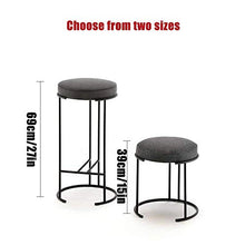 Sedia ufficio,Struttura in ferro Cuscino in tessuto grigio, seduta rotonda con piede alto Sgabello da bar Altezza piastra 75 cm (30 pollici), vernice spray nera, usata per ristoranti, bar, caffè, re