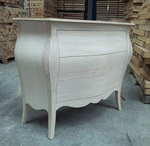 Comò cassettiera credenza Legno Grezzo da 120 cm. Bombata e Sagomata