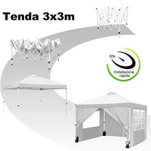 YUEBO Gazebo 3x3 Pieghevole Impermeabile Gazebo da Giardino con 4 pareti Laterali Tenda Gazebo Chiuso per Esterno, Campeggio, Feste