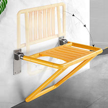 Sgabello pieghevole a parete in acciaio inossidabile, pieghevole, con illuminazione, può essere utilizzato come sgabello da doccia per sgabello sostitutivo per scarpe, altezza seduta bianco e giallo