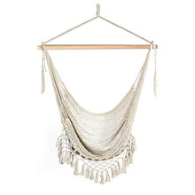 Chihee Sedia Amaca Super Grande Sedia sospesa Corda di Cotone Filato Sedia per Tessitura, Spreader in Legno massello Sedile Largo Pizzo Sedia da Altalena Coperta Giardino Esterno Cortile