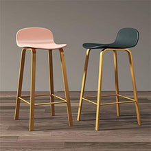 GYPPG Sgabello Bar Minimalista Contemporaneo con Schienale Basso, sedie Cucina per la Colazione con Sedile in plastica Ecologica/Gambe in Metallo - Rosa