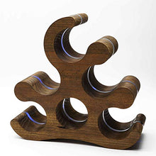 La Galaica | Portabottiglie di design in legno e metacrilato blu | Per 6 bottiglie | 36x13x34 cm.