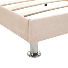 Tidyard Letto con Materasso Singolo in Tessuto Beige con Doghe 120x200 cm,Letto in Tessuto,Letto con Doghe,Letto Singolo in Tessuto,Letto Una Piazza e Mezza 120x200 cm