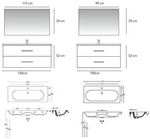 Set Mobile Lavabo Specchio LED Arredo Bagno Moderno Londra120 CERAMICHEMIRANDA-Rovere Cortina