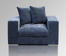 Amaris Elements | Poltrona Moderna Paul XL con 2 Cuscini in Velluto in Microfibra Poltrona in Velluto Grigio Blu Effetto Velluto Poltrona Lounge Love-Seat Moderna e Confortevole
