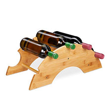 Relaxdays 10028814 Cantinetta in bambù, 5 Bottiglie, Forma di Arco, Porta Vino da Tavolo, Cucina, 18x48x24 cm, Naturale